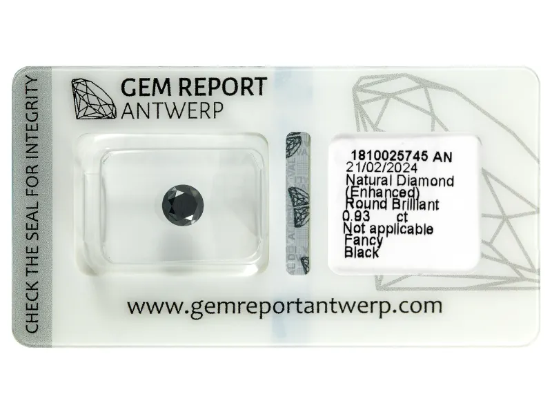 0.93 Carat Black Natural Round Diamond: 0.93 Carat Black Natural Round Diamond