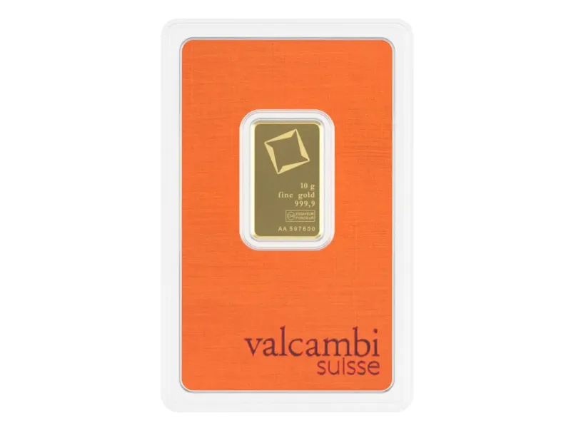 Valcambi Gold Bar 10 g.: 10 g. Investment gold bar Valcambi